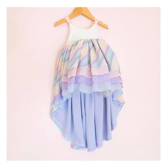 Pleiades Designs Pastel Stripes Chiffon Dress - Picture 1 of 8